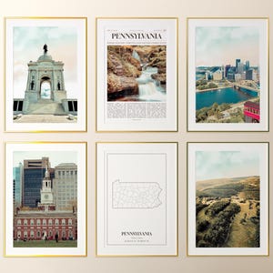 Pennsylvania State Prints Set of 6, Pennsylvania Poster Photos, Pennsylvania Map, Pennsylvania Photography, United States