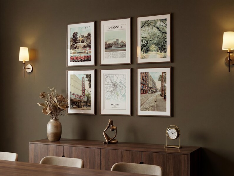Savannah Prints Set of 6, Savannah Poster Photos, Savannah Map, Savannah Wall Art, Savannah Photography, Georgia Art image 5