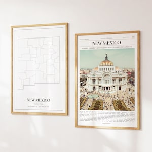 Lot de 2 impressions État du Nouveau-Mexique, carte du Nouveau-Mexique, affiche photo du Nouveau-Mexique, art mural Nouveau-Mexique, photographie du Nouveau-Mexique, États-Unis