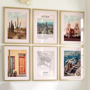 Tucson City Prints 6er Set, Tucson Poster Fotos, Tucson Karte, Tucson Wandkunst, Tucson Fotografie, Arizona, USA