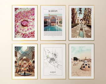 Kashan Prints Set of 6, Kashan Poster Photos, Kashan Map, Kashan Wall Art, Kashan Photography, Iran Art