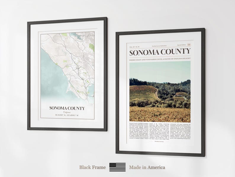 Sonoma County Prints Set of 6, Sonoma County Poster Photos, Sonoma County Map, Sonoma County Wall Art, California Art image 8