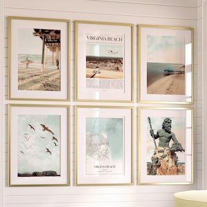 Virginia Beach City Prints 6er Set, Virginia Beach Fotoposter, Virginia Beach Karte, Virginia Beach Photography, Virginia, USA