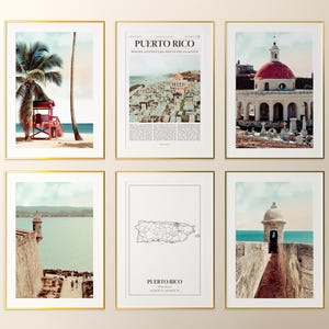 Puerto Rico Prints Set of 6, Puerto Rico Poster Photos, Puerto Rico Map, Puerto Rico Wall Art, Puerto Rico Photography, Puerto Rico