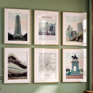 Houston City Prints Set of 6, Houston Photo Poster, Houston Map, Houston Wall Art Gallery, Houston Photography, Texas, United States
