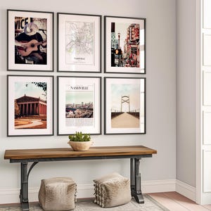 Nashville Prints Set of 6, Nashville Poster Photos, Nashville Map, Nashville Wall Art, Nashville Photography, Tennessee Art image 3