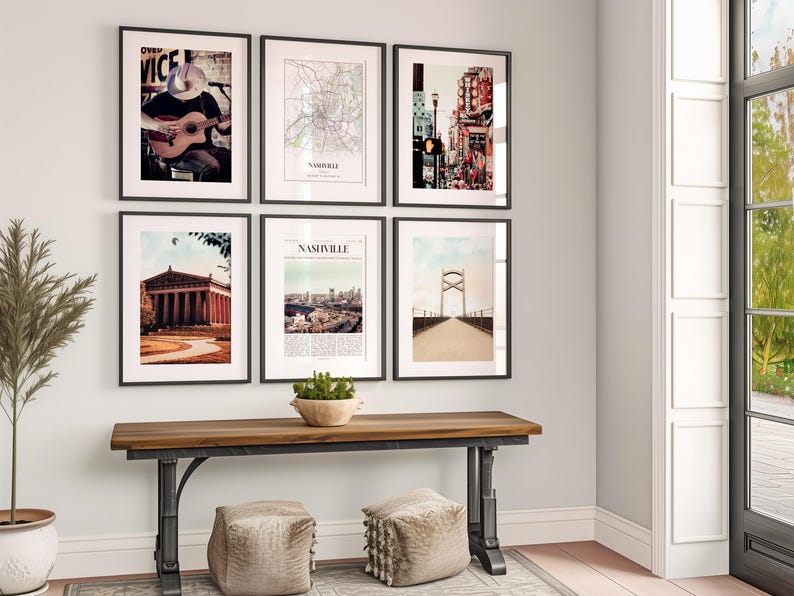 Nashville Prints Set of 6, Nashville Poster Photos, Nashville Map, Nashville Wall Art, Nashville Photography, Tennessee Art image 3