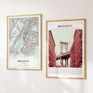Lot de 2 impressions sur la ville de Brooklyn, carte de Brooklyn, affiche photo de Brooklyn, art mural Brooklyn, photographie de Brooklyn, New York, États-Unis