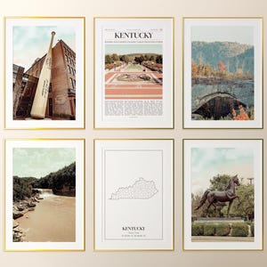 Kentucky State Prints Set of 6, Kentucky Poster Photos, Kentucky Map, Kentucky Wall Art, Kentucky Photography, United States