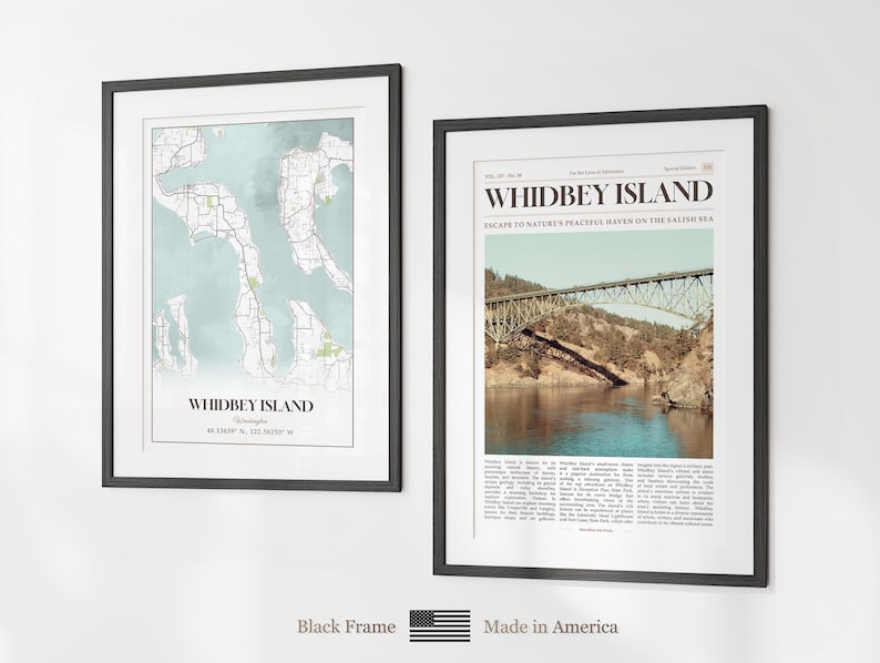 Whidbey Island Prints Set of 6, Whidbey Island Poster Photos, Whidbey Island Map, Whidbey Island Wall Art, Washington Art image 8