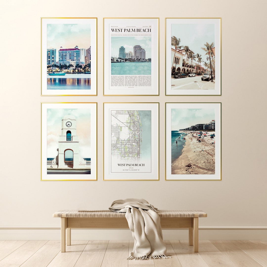 West Palm Beach City Prints Set of 6, West Palm Beach Photo Poster ...