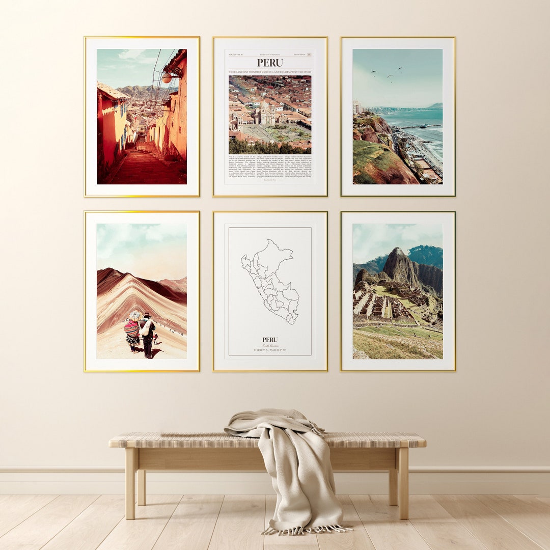 Peru Prints Set of 6, Peru Poster Photos, Peru Map, Peru Wall Art, Peru