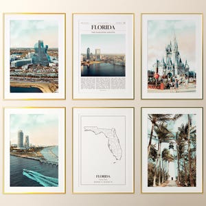 Florida State Prints Set of 6, Florida Poster Photos, Florida Map, Florida Wall Art, Florida Photography, United States