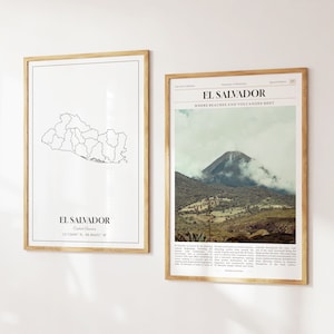 Lot de 2 impressions El Salvador, carte El Salvador, affiche photo El Salvador, art mural El Salvador, photographies El Salvador, El Salvador