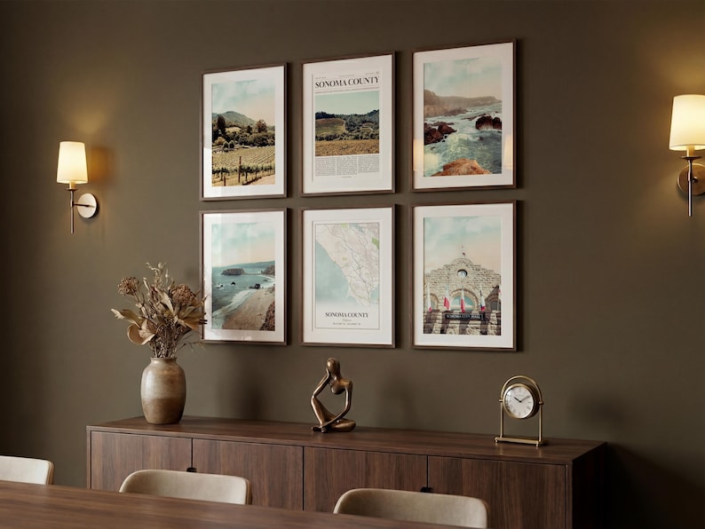 Sonoma County Prints Set of 6, Sonoma County Poster Photos, Sonoma County Map, Sonoma County Wall Art, California Art image 5
