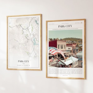 Lot de 2 impressions Park City, carte de Park City, affiche photo de Park City, art mural Park City, photographie de Park City, Utah, États-Unis