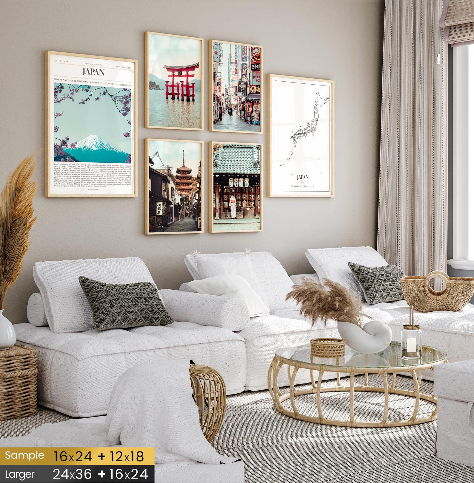 Japan Prints Set of 6, Japan Poster Photos, Japan Map, Japan Wall Art ...