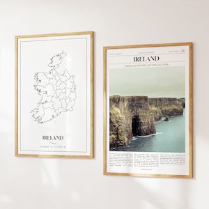 Lot de 2 impressions Irlande, carte Irlande, affiche photo Irlande, art mural Irlande, photographies Irlande, Irlande