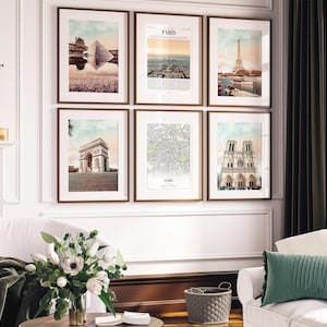 Paris Prints Set of 6, Paris Poster Photos, Paris Map, Paris Wall Art ...