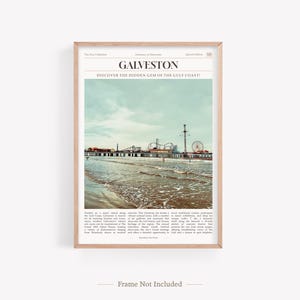 Lot de 2 impressions sur la ville de Galveston, carte de Galveston, affiche photo de Galveston, art mural Galveston, photographie de Galveston, Texas, États-Unis One Print - Article