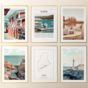 Maine State Prints Set of 6, Maine Poster Photos, Maine Map, Maine Wall Art, Maine Photography, United States