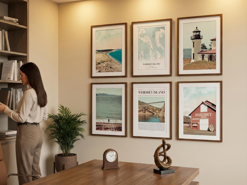 Whidbey Island Prints Set of 6, Whidbey Island Poster Photos, Whidbey Island Map, Whidbey Island Wall Art, Washington Art image 4