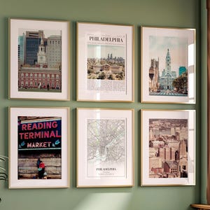 Philadelphia City Prints Set of 6, Philadelphia Poster Photos, Philadelphia Map, Philadelphia Photography, Pennsylvania, United States