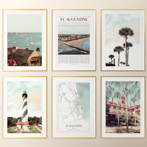 St. Augustine City Prints Set van 6, St. Augustine Poster Photos, St. Augustine Map, St. Augustine Photography, Florida, Verenigde Staten