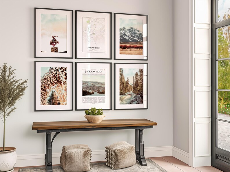 Jackson Hole Prints Set of 6, Jackson Hole Poster Photos, Jackson Hole Map, Jackson Hole Wall Art, Jackson Hole Photography, Wyoming Art image 3
