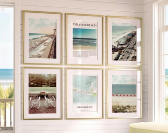 Miramar Beach Prints Set of 6, Miramar Beach Poster Photos, Miramar Beach Map, Miramar Beach Wall Art, Florida Art