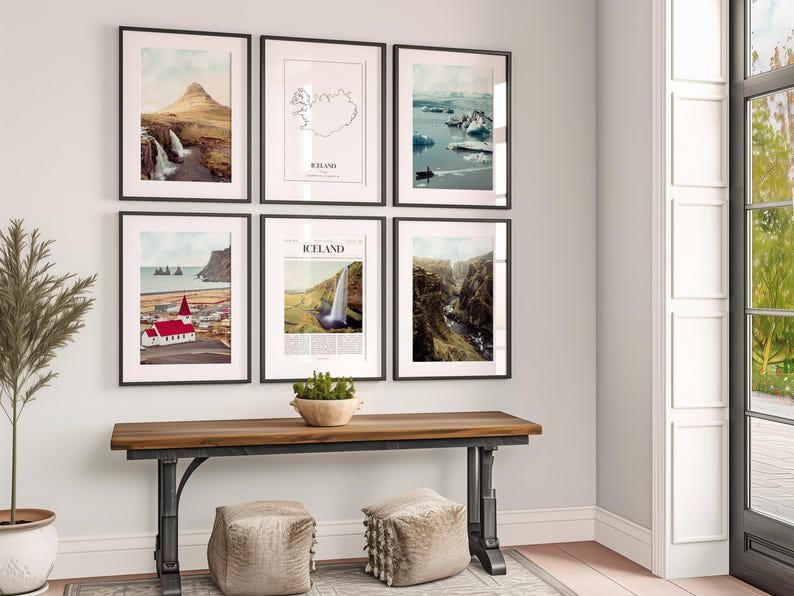 Set di 6 stampe sull'Islanda, poster fotografici dell'Islanda, mappa dell'Islanda, decorazioni murali dell'Islanda, fotografia dell'Islanda immagine 3