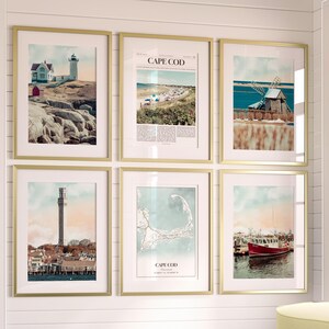 Cape Cod City Prints 6er Set, Cape Cod Poster Fotos, Cape Cod Karte, Cape Cod Wandkunst, Cape Cod Fotografie, Massachusetts, USA
