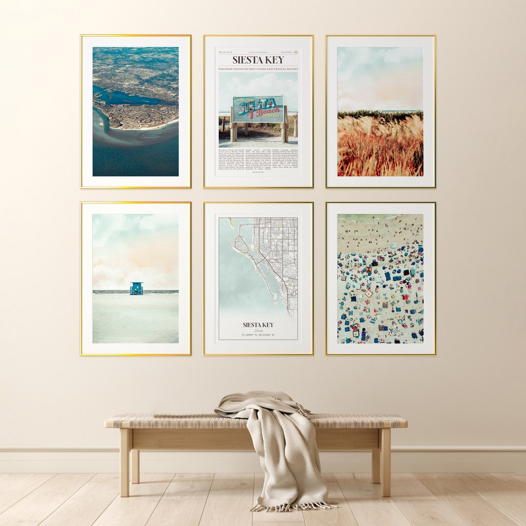Siesta Key City Prints Set of 6, Siesta Key Photo Poster, Siesta Key