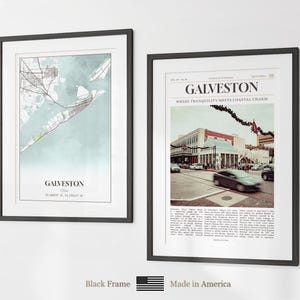 Set di 6 stampe di Galveston, poster fotografici di Galveston, mappa di Galveston, decorazioni murali di Galveston, fotografie di Galveston, arte del Texas immagine 8