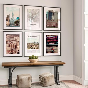 Philadelphia Poster 6er Set, Philadelphia Poster Fotos, Philadelphia Karte, Philadelphia Wandkunst, Pennsylvania Kunst Bild 3