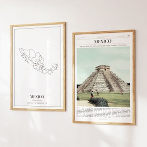 Ensemble de 2 impressions Mexique, carte Mexique, affiche photo Mexique, art mural Mexique, photographies Mexique, Mexique