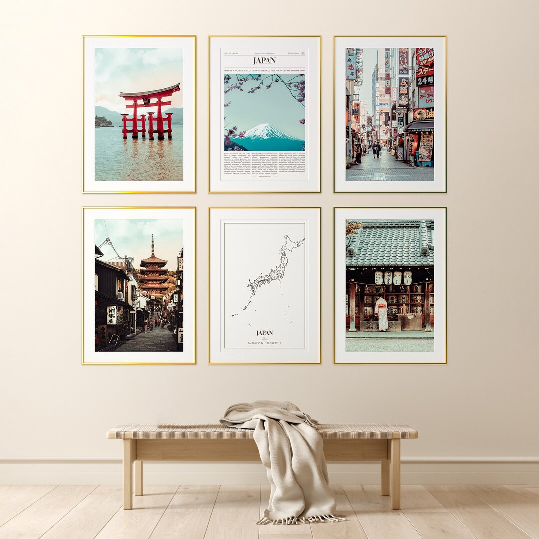 Japan Prints Set of 6 Japan Photo Poster Japan Map Japan - Etsy