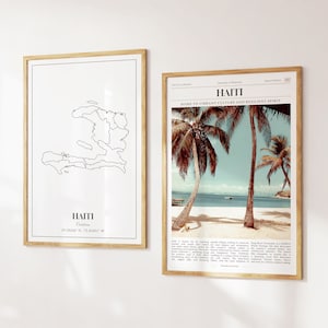 Lot de 2 impressions Haïti, carte d'Haïti, affiche photo d'Haïti, art mural d'Haïti, photographie d'Haïti, Haïti