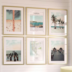 Set di 6 stampe della città di Napoli, poster fotografico di Napoli, mappa di Napoli, galleria d'arte murale di Napoli, fotografia di Napoli, Florida, Stati Uniti