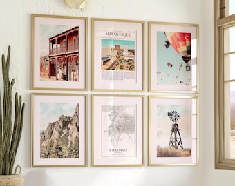 Albuquerque Prints Set of 6, Albuquerque Poster Photos, Albuquerque Map, Albuquerque Wall Art, Albuquerque Photography, New Mexico Art