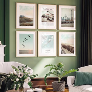 Set di 6 stampe di Galveston, poster fotografici di Galveston, mappa di Galveston, decorazioni murali di Galveston, fotografie di Galveston, arte del Texas immagine 6