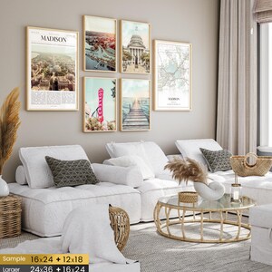 Madison Prints Set of 6, Madison Poster Photos, Madison Map, Madison Wall Art, Madison Photography, Wisconsin Art image 2