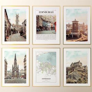 Lot de 6 impressions sur la ville d'Édimbourg, affiche photo d'Édimbourg, carte d'Édimbourg, galerie d'art mural d'Édimbourg, photographie d'Édimbourg, Écosse