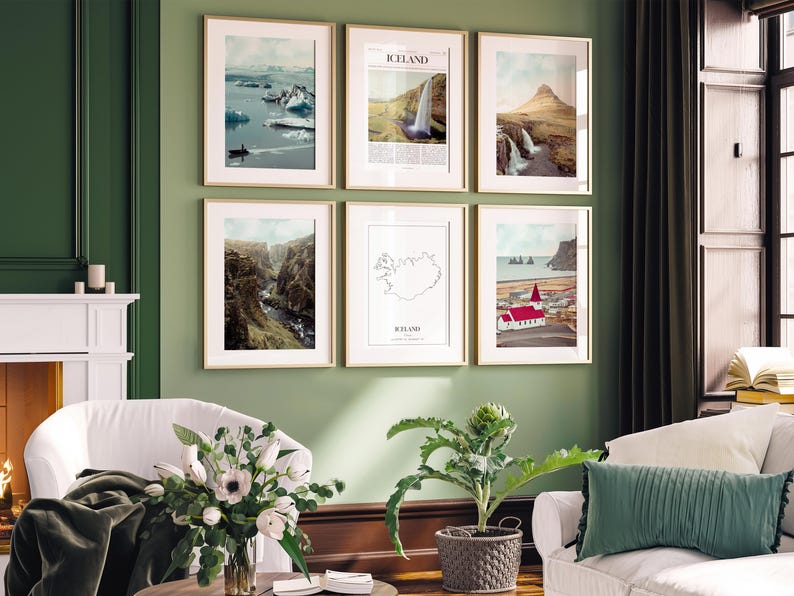 Set di 6 stampe sull'Islanda, poster fotografici dell'Islanda, mappa dell'Islanda, decorazioni murali dell'Islanda, fotografia dell'Islanda immagine 6