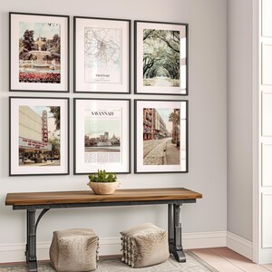 Savannah Prints Set of 6, Savannah Poster Photos, Savannah Map, Savannah Wall Art, Savannah Photography, Georgia Art image 3