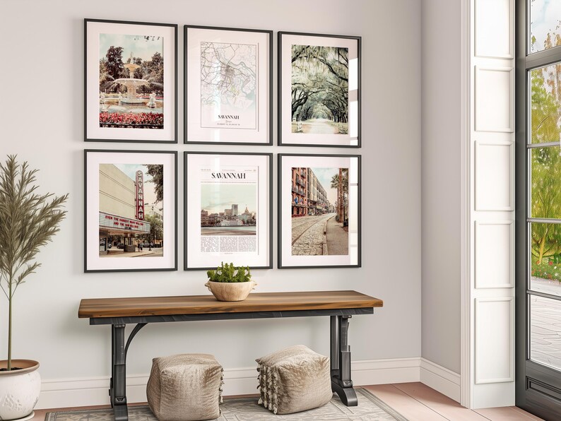 Savannah Prints Set of 6, Savannah Poster Photos, Savannah Map, Savannah Wall Art, Savannah Photography, Georgia Art image 3