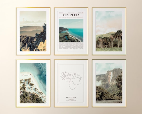 Venezuela Prints Set of 6, Venezuela Poster Photos, Venezuela Map, Venezuela Wall Art, Venezuela Photography