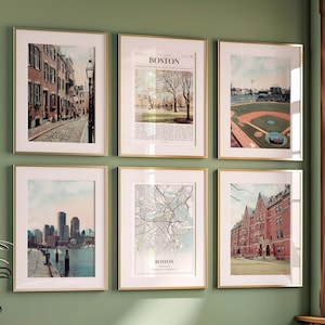 Lot de 6 impressions sur la ville de Boston, affiche de photos de Boston, carte de Boston, art mural Boston, photographie de Boston, Massachusetts, États-Unis