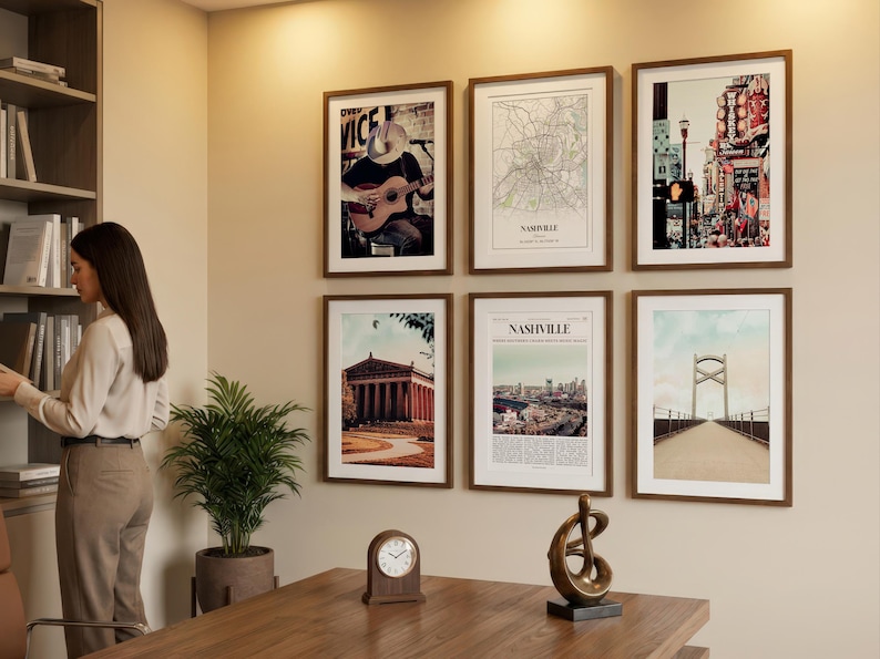 Nashville Prints Set of 6, Nashville Poster Photos, Nashville Map, Nashville Wall Art, Nashville Photography, Tennessee Art image 4