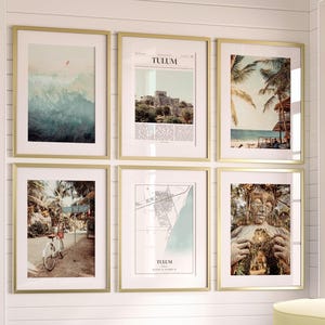 Tulum City Prints 6er Set, Tulum Poster Fotos, Tulum Karte, Tulum Wandkunst, Tulum Fotografie, Mexiko